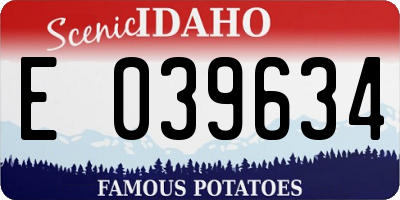ID license plate E039634
