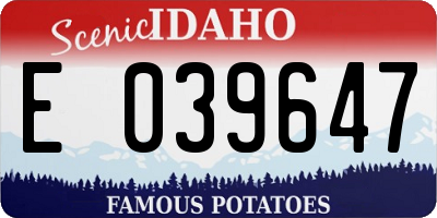 ID license plate E039647