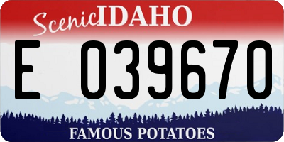 ID license plate E039670