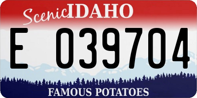 ID license plate E039704