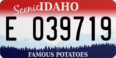 ID license plate E039719