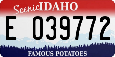 ID license plate E039772