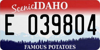 ID license plate E039804