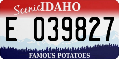 ID license plate E039827