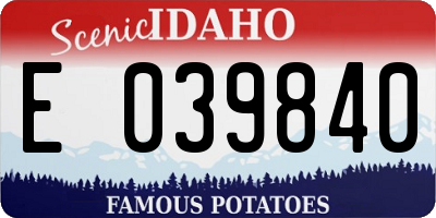 ID license plate E039840
