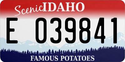 ID license plate E039841