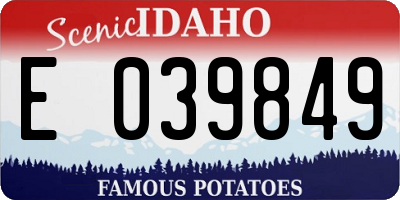 ID license plate E039849