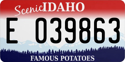 ID license plate E039863