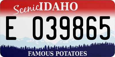 ID license plate E039865
