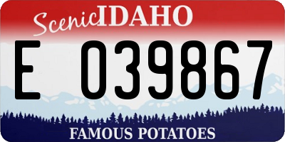 ID license plate E039867