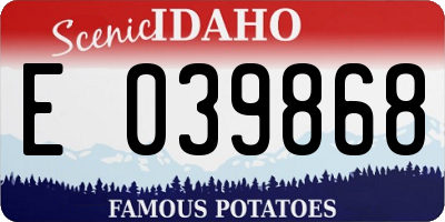 ID license plate E039868
