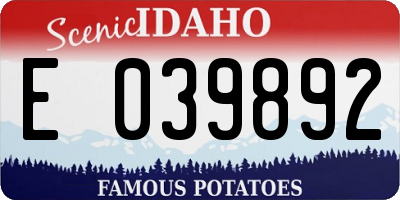 ID license plate E039892