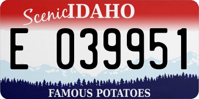 ID license plate E039951