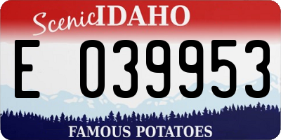 ID license plate E039953