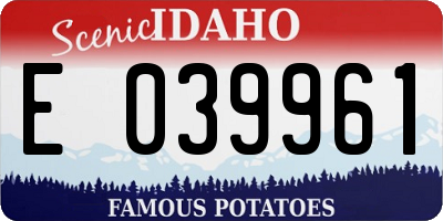 ID license plate E039961