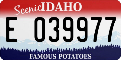 ID license plate E039977