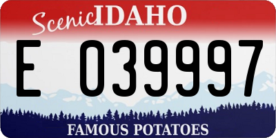 ID license plate E039997