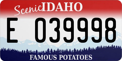 ID license plate E039998