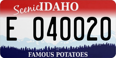 ID license plate E040020