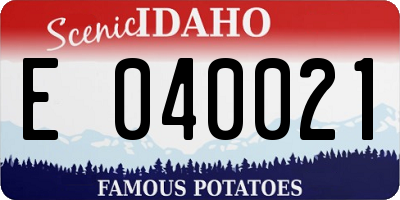 ID license plate E040021
