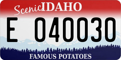 ID license plate E040030