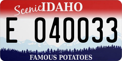 ID license plate E040033