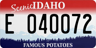 ID license plate E040072