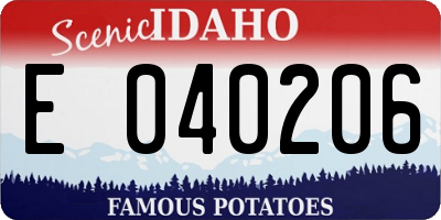 ID license plate E040206
