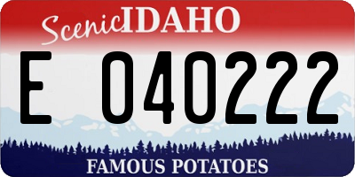 ID license plate E040222