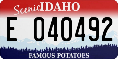 ID license plate E040492