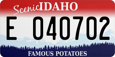 ID license plate E040702