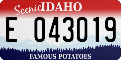 ID license plate E043019