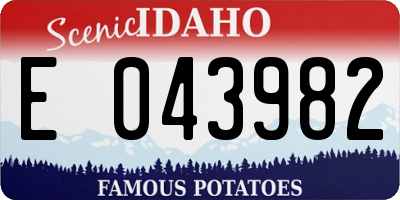 ID license plate E043982