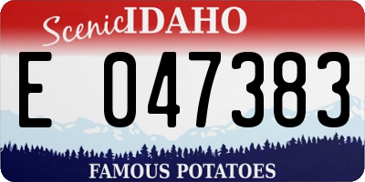 ID license plate E047383