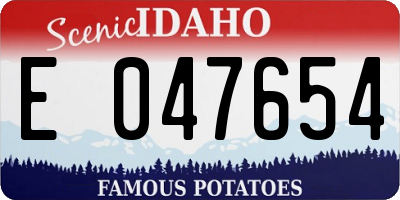 ID license plate E047654
