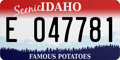 ID license plate E047781