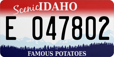 ID license plate E047802