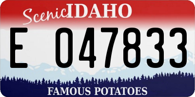 ID license plate E047833