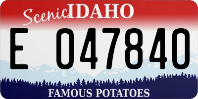 ID license plate E047840