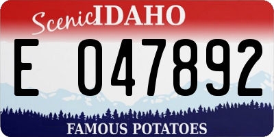ID license plate E047892