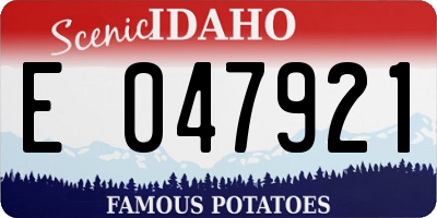 ID license plate E047921