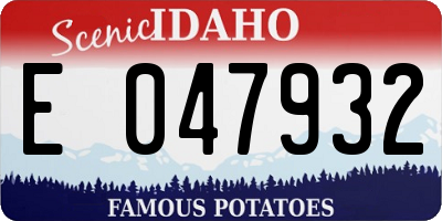 ID license plate E047932