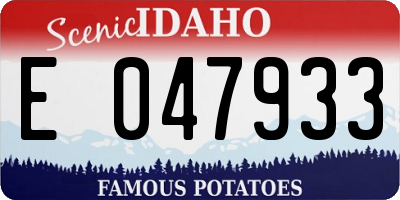 ID license plate E047933