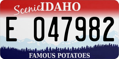 ID license plate E047982