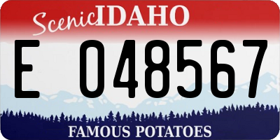 ID license plate E048567