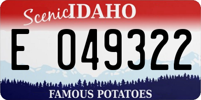 ID license plate E049322