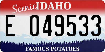 ID license plate E049533