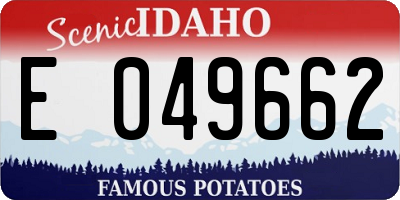 ID license plate E049662