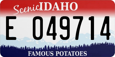 ID license plate E049714