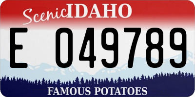ID license plate E049789